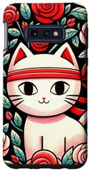 Coque pour Galaxy S10e Ninja Kitty Fleur Art Roses rouges