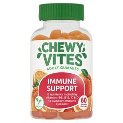 Chewy Vites Adult Immune Support, 60 Multivitamin Gummies, High Strength Vitamin D, Vitamin B6, B12, C, Zinc, Selenium, 2 Months Supply, Real Fruit Juice, Vegan, Orange Flavour