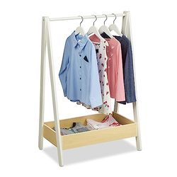 Relaxdays Portemanteau pour Chambre d’Enfants, avec Tringle et Compartiment, HLP : 99 x 64,5 x 42,5 cm, Blanc & Nature