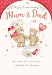 Regal Publishing Anniversary Card, Happy Anniversary Mum& Dad - 9 x 6 inches