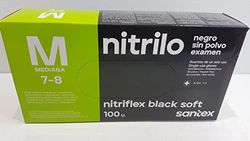 GUANTE NITRILO NEGRO M 100UDS SANTEX