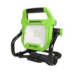 Greenworks G24WL Faretto da Cantiere Ibrido AC/DC e Batteria, Luce da Lavoro con Gancio, Cavo di Alimentazione AC o Batteria Portatile, 2000 Lumen, 2 Impostazioni, SENZA Batteria 24V e Caricabatterie