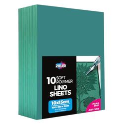 Lino Sheets - Lino Printing Block Sheets - by Zieler® - Double-Sided, Easy-Carve Soft Lino Block A6 (150x100x3mm) Sheets. Ideal for School or Home - (Pack of 10)