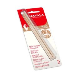 MAVALA - Pauzinhos de laranja 5 unidades, para remover restos de esmalte de unhas, retrocede cortinas, paus de madeira, para manicure, utensílios de manicure feito de madeira de bétula, incolor