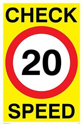 Viking Signs PR547-A4P-1M "Check 20 Speed"-skylt, plast, 1 mm halvstyv, 300 mm H x 200 mm B