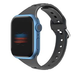 VIGTMO Compatible con Apple Watch pulsera de 38 mm, 40 mm, 41 mm, correa de repuesto de silicona deportiva compatible con Apple iWatch Series 7/SE/6/5/4/3/2/1 para hombre y mujer (negro)