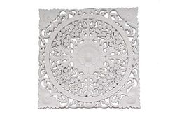 DRW 990040 Mandala de madeira branca alada, 40 x 40 cm
