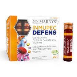 Inmupec Defens MARNYS, Equinácea + Espino Amarillo + Saúco + vitaminas - Refuerzo Del Sistema Inmune y Aumento De Las Defensas - 20 viales bebibles