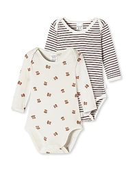 Schiesser Unisex baby 2-pack bodies långärmad ekologisk bomull småbarn underkläder set, blandade 1, 62, sorterad 1, 62 cm