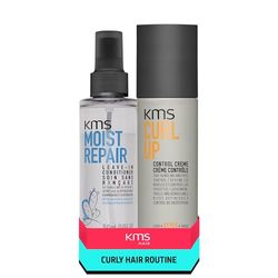 KMS Hair Curly Hair Routine bundle; MoistRepair Leave-in conditioner 150ml, CurlUp Control Creme 150ml