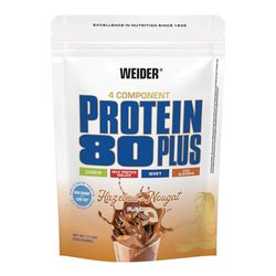 WEIDER Protein 80 Plus protéine en poudre, Noisette-Nougat, faible teneur en glucides, mélange de lactosérum de caséine multi-composants pour shakes protéinés, 500 g