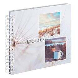 Hama Album photo à spirale "Relax" (Album souvenirs vacances, anniversaire, 28x24 cm, 50 pages blanches à personnaliser et à coller, jusqu'à 100 photos de 10 x 15 cm) Multicolor/Breathe, 00007247