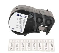 Brady Polypropylene Pre-Sized Labels for Label Printer BMP51/BMP53/M511-240 Self Adhesive Printer Labels - Black on White (25,40 mm (W) x 9,53 mm (H) x 9,53 mm (Dia)) - M5-118-7425