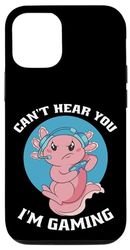 Carcasa para iPhone 15 Pro Gráfico divertido de Axolotl Gamer de Can't Hear You I'm Gaming