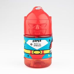 SUPER GOURDE Botella personalizada para niños, botella de agua con paja - Neutro rojo niño 1
