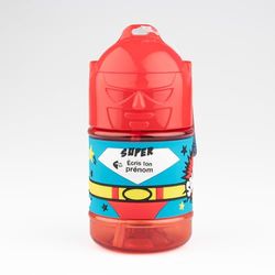 SUPER GOURDE Personalised Kids Water Bottle with Straw - Neutral Red Boy 1