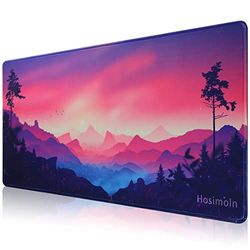 Hosimoln Gaming muismat, grote muismat afmetingen 70 x 30 cm dik 3 mm, premium gestructureerde antislip en waterdichte computermuismat met genaaide randen voor gaming/kantoor/home/70 x 30 sunrise03