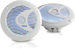 Pyle Altoparlanti Marini Doppi 16,5 Centimetri, Speaker Impermeabili IP44, Speaker 150 Watt Potenza, Casse Audio Cono in Polipropilene e Luci LED Integrate, 1 Coppia, Bianco