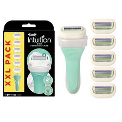 WILKINSON SWORD - Intuition Sensitive care Blades For Women | No Shave Gel Needed | Razor Handle + 6 Blade Refills