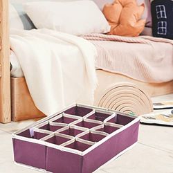 HOUSE COLLECTION Boîte à compartiments 32 x 22 x 9 cm, 12 compartiments, pliable pour tiroirs, organiseurs de linge, boîtes de rangement pour chaussettes, soutien-gorge, mouchoirs (rouge)
