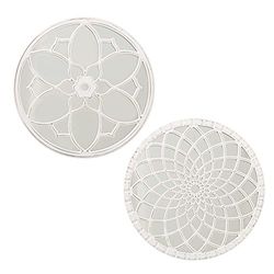 Set de 2 Retablos de Madera: DM Caldos con Espejo en Blanco Decape 40x1,4cm