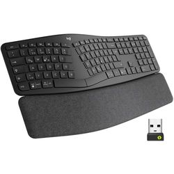 Logitech ERGO K860 Wireless Ergonomic Keyboard for Business - Split Keyboard Layout, Wrist Rest, Natural Typing, Windows/Mac/Chrome/Linux, Logi Bolt USB receiver, Bluetooth, QWERTZ DE layout- Grey