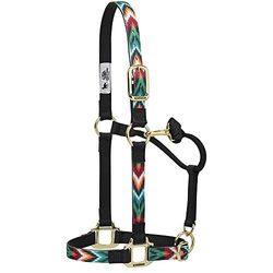 Vävare läder Chevron justerbar nylon häst nylon hästgrimma liten, svart/multi