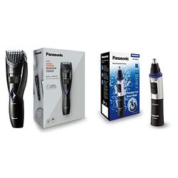 Panasonic ER-GB37 Wet & Dry Electric Beard Trimmer for Men with 20 Cutting Lengths, Standard UK 3pin Plug & ER-GN30 Wet and Dry Electric Nose, Ear and Facial Hair Trimmer for Men