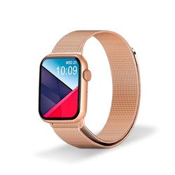 DCU TECNOLOGIC - Smartwatch Colorful 2 - Reloj Inteligente con 2 Correas: Metal Oro Rosado y Rosa - Pantalla táctil IPS 1,91'' - IP67 Impermeable - 128 Modos de Deporte