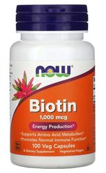 Now Foods - Biotin 1000mcg | Soutien pour la santé de la peau, des cheveux et des ongles - 100 capsules végétariennes