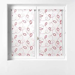 Douceur d'Intérieur, Pair of Straight Curtains 2 x 60 x 160 cm Sandblasted Embroidered Hoop Red