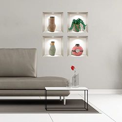Adesivi 3D | Adesivo da parete adesivo effetto 3D barattoli africani - Adesivi murali Camera Adulti - Adesivi murali 3D - Decorazione Salone - Adesivi murali Trompe l'occhio | 80 x 80 cm