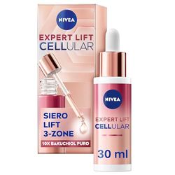 NIVEA Cellular Expert Lift Siero Lift 3-Zone 30ml, Siero viso per effetto lifting immediato, Siero viso antirughe con 10x Bakuchiol puro, Siero antirughe viso, collo & décolleté