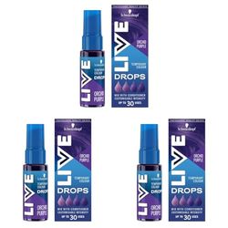Schwarzkopf LIVE Colour Drops, Vegan, Semi-permanent, Purple Hair Dye, Lasts 2 To 12 Washes, Orchid Purple 30 Ml (Pack of 3)