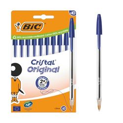 BIC Cristal Original Balpen, medium punt (1,00 mm), blauw, 10 stuks