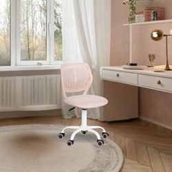 FurnitureR Teenage Office Chair, Height Adjustable Armless Task Chair, Colourful Study Chair for Home and Office, Computer Chair, Ergonomic & Swivel Office Chair, 40.5 x 44 x 87cm, Morandi Pink
