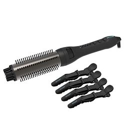 REVAMP PROGLOSS Perfect Finish Brosse Chauffante Volume + 4 Pinces à Cheveux, Boucles et Ondulations 38mm - Brosse à Cheveux Chauffante pour brushing Infusée de Kératine, d’Huile de Coco et d’Argan