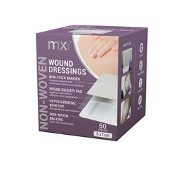 mx HEALTH Fabric Wound Dressing - 5X7CM (2.5X4CM Wound PAD) - 50 Individually Wrapped DRESSINGS PER Box