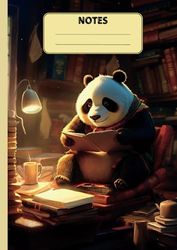 Notizbuch-Tagebuch-Schulheft: Schreibheft | Panda | 100 Seiten | liniert | weißes Papier | DIN A4| mattes Cover
