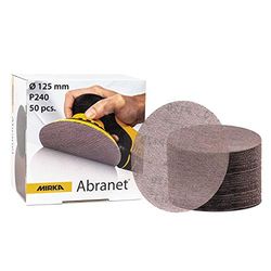 Mirka Abranet Grille abrasive Ø 125mm autoagrippant - Grain P240-50 pcs - Convient à toutes les ponceuses excentriques et ponceuses 125mm - pour le ponçage du bois, du mastic, de la peinture