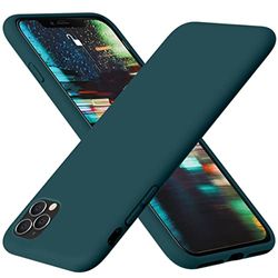 BEEK Siliconen iPhone 11 Pro Max hoes, krasbestendige volledige bescherming, stootvaste hoes, compatibel met iPhone 11 Pro Max, 6,5 inch, donkergroen