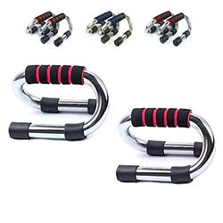 FSPU004R Push Up Stand Bars | Push-handtag Böjning Axlar Buken Triceps Ryggen | Stål Tillbehör för hem Fitness Gym (Röd)