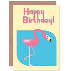Wee Blue Coo - Biglietto di auguri con scritta "Happy Birthday", colore: Rosa