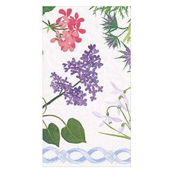 Caspari Mary Delany - Servilletas desechables de papel para invitados, diseño de mosaicos de flores, color blanco, 15 unidades por paquete