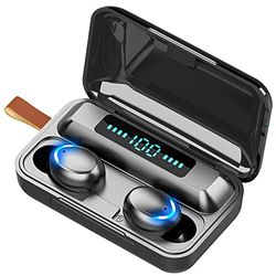 Jmamba Draadloze oordopjes Bluetooth hoofdtelefoon Premium Fidelity Sound Quality Wireless Charging Case Digitale LED Intelligence Display Oortelefoon Ingebouwde Mic Headset voor Sport Zwart