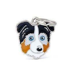 MyFamily Hond Medaille Gemaakt In Italië, Australian Siperd, Free Recording Hondenplaat, Email Metal, Friends Collectie, 30x32 mm