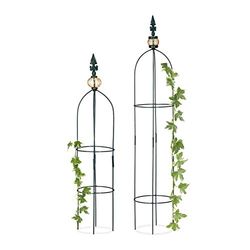 Relaxdays, vert foncé Tuteur de jardin, Colonne rosier, Arche plante grimpante, Set 2 métal rose Arceau, H: 99,5 & 80 cm