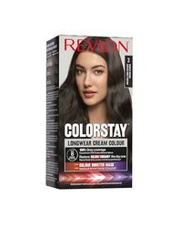 Revlon, ColorStay, Permanente haarkleuring, Langhoudende crème, 100% grijsdekking, Tot 8 weken kleur, Macadamia-olie en Murumuru-boter, N°3 Darkest Brown