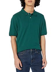 Amazon Essentials Polo em piqué de algodão com corte regular (disponível em tamanhos grandes e longos especiais) para homem, verde escuro, L