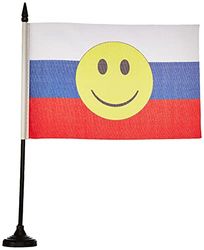 AZ FLAG TB_798 Bandera de Mesa Rusa con Cara Feliz Sonriente, 21 cm X 15 cm